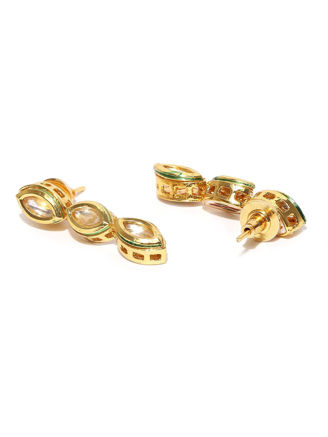 YouBella Gold-Toned  Off-White Kundan Stone-Studded Beaded Jewellery Set